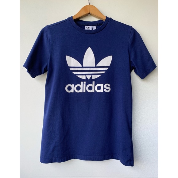 Medium, Adidas, navy blue and white tee - Picture 3 of 13